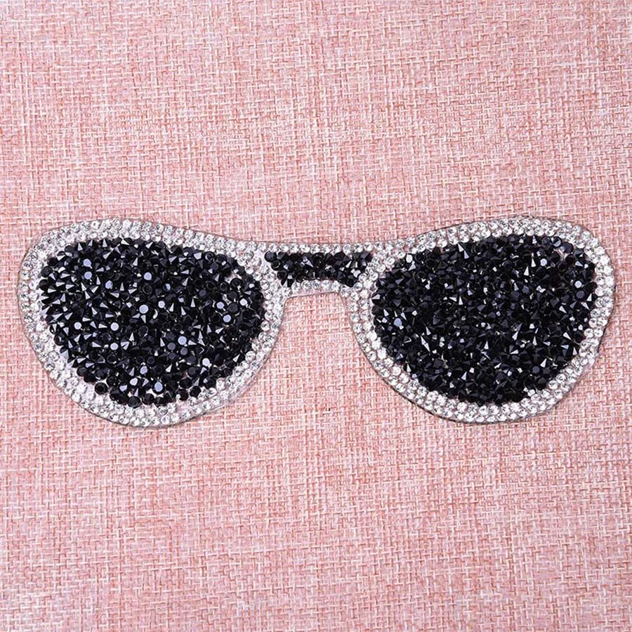 Fashion Patches For Clothes Embroidered Shiny Glasses Pattern Rhinestone Cloth Sticker Dress Jacket DIY Sewing Patch01 (7)