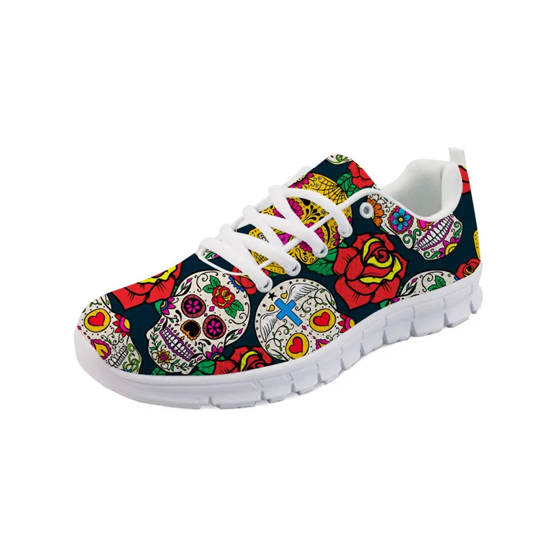 

Noisydesigns Custiomised Nurse Shoe 3D Cute Skull Print Antiskid Flat Fashion Air Working Soft Sole Loafers Shoes Women -AQ
