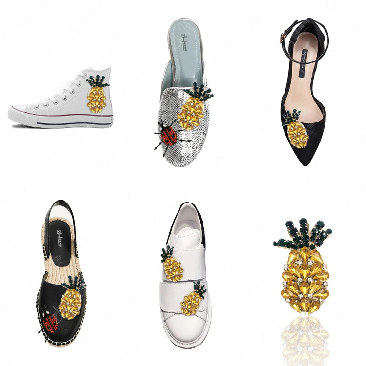 Стразы «фрукты», «ананас», «сделай сам», Свадебные вечерние туфли, аксессуары для обуви, сандалии на высоком каблуке, обувь на плоской подошве, блестящие украшения для обуви