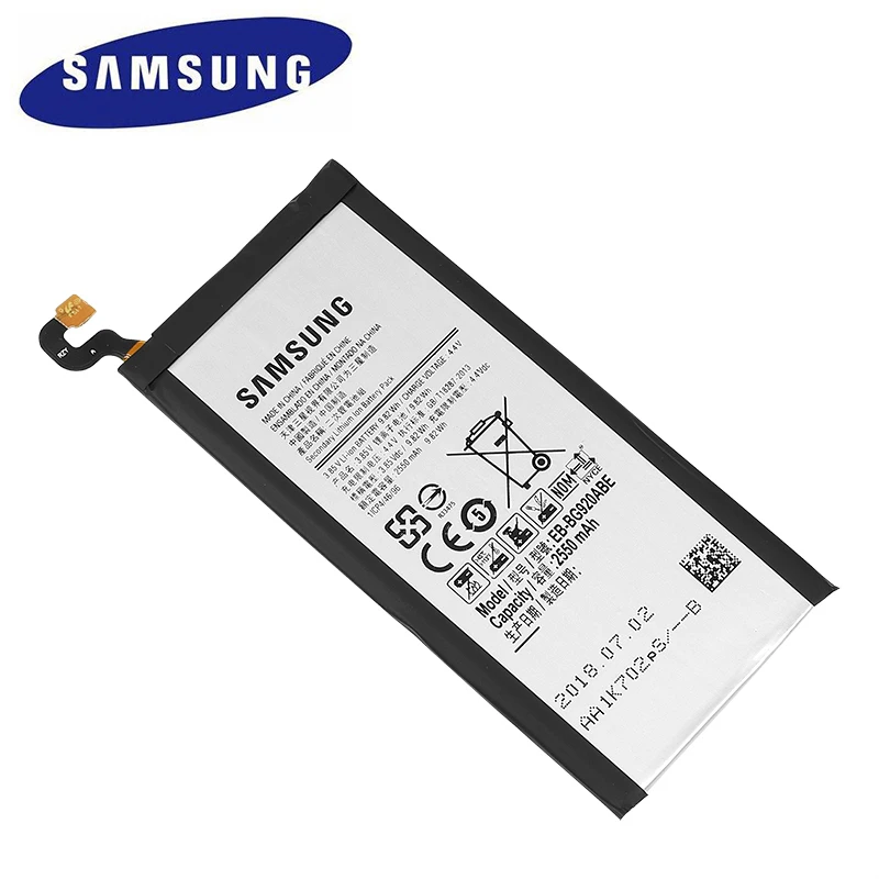 Оригинальный аккумулятор телефона EB BG920ABE для Samsung GALAXY S6 G9200 G9208 G9209 G920F G920I G920 G920A G920V