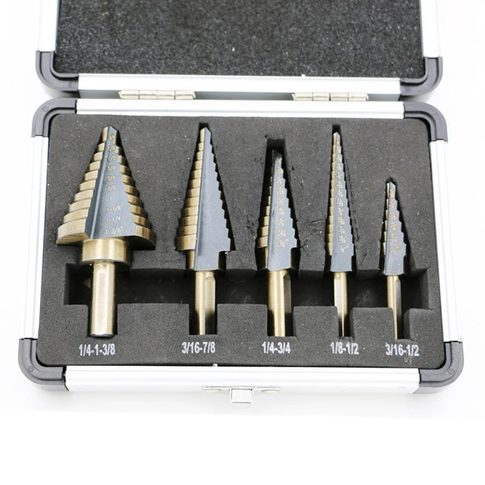Hot 5pcs HSS Step Drill Bit Kit Set 50 Sizes Cobalt Multiple Hole Drill