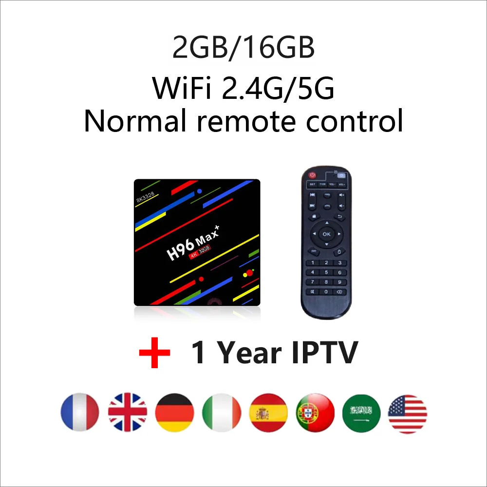 IP tv Европа Smart tv Box 1 год IP tv подписка 5000+ Live 10000+ VOD Netflix IP tv английский арабский IPTV BOX H96 MAX Plus - Цвет: 2G 16G normal IPTV