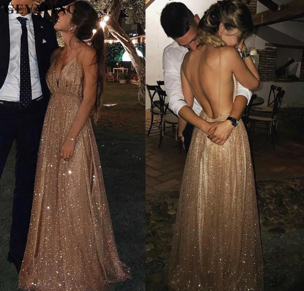 Sparkle Sequined Evening Prom Dresses Formal Sexy Backless A Line Spaghetti Strap Long Vestidos Party Occasion Gowns BC1004  145 (6)