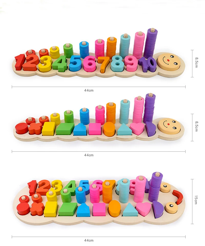 Safe Montessori coloful Children Preschool Teaching kids Counting and Stacking Board Wooden Math Toy learning educational toys 6