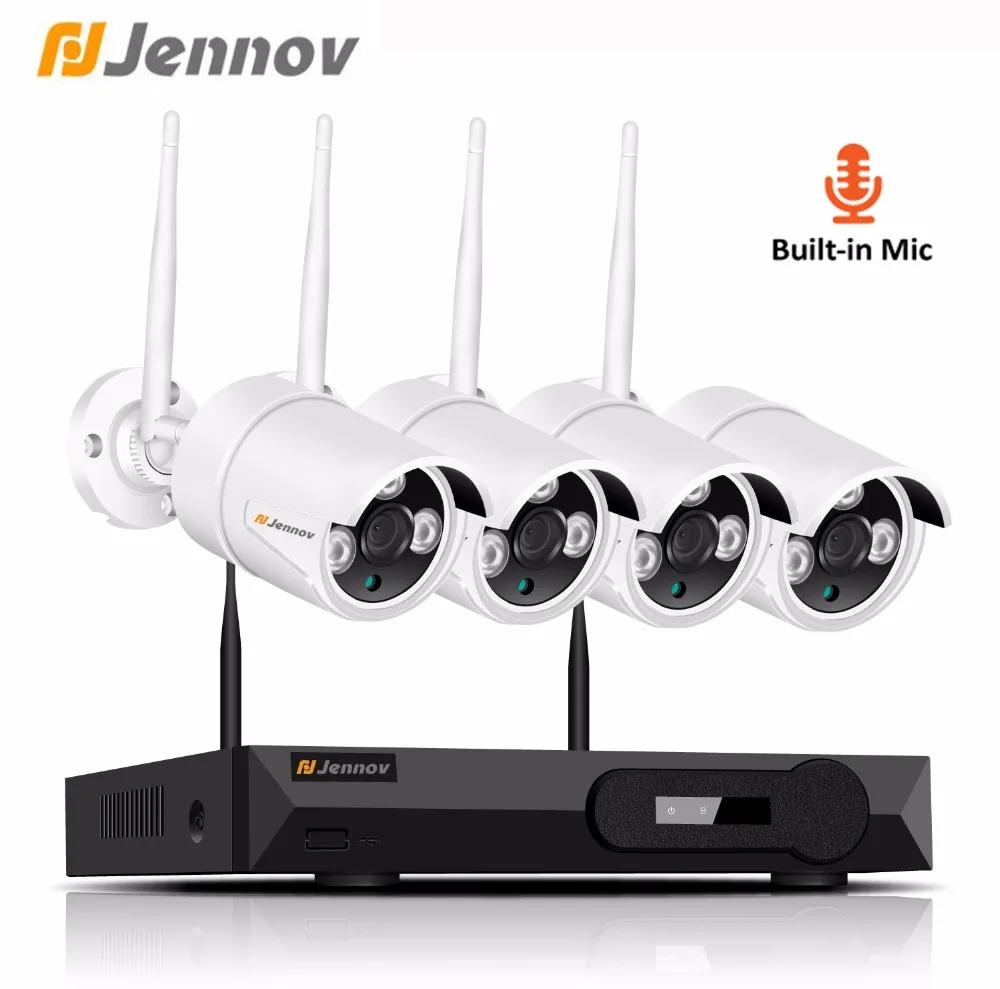 

Jennov 4CH 2MP 1080P NVR wireless cctv camera security system kit IR Night Vision Indoor Outdoor IP66 video surveillance kit P2P