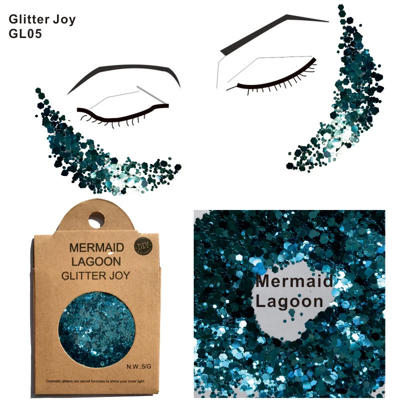Гл05 one pack of Mermaid Lagoon блеск для лица фестиваль корней волос мерцание бороды бровей