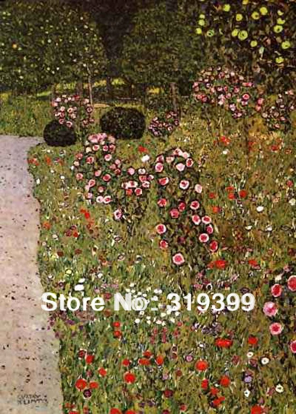 Картина маслом Размножение на льняном холсте сад с розами от Gustav Климт