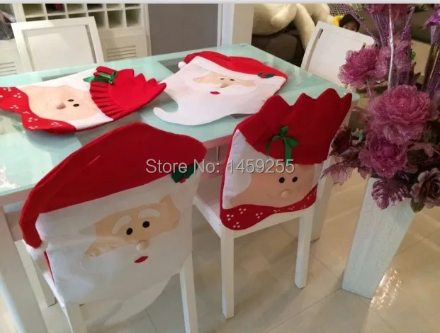 4pcs Mr Mrs Santa Claus Christmas Kitchen Chair Coversdinner Chairs Covers Banquet