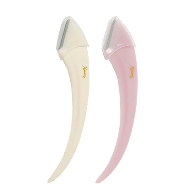 

2Pcs/Set Mini Eyebrow Shaver Meniscus Shaping Knife Razor Stainless Steel Blade Safety Curved Plastic Handle Hair Removal Makeup