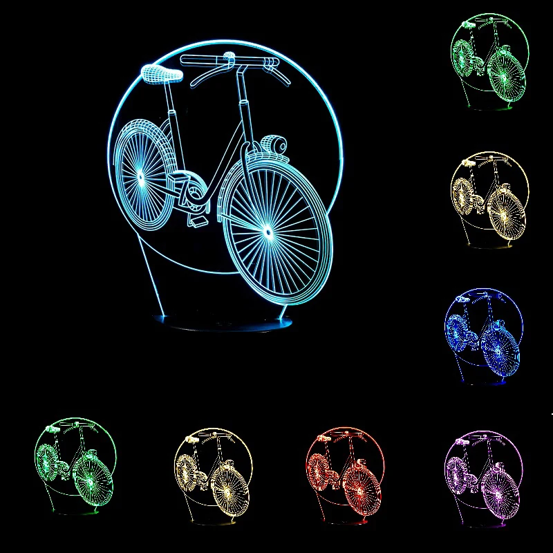 

Acrylic 3D Night Light Mountain Bike 7 Colors Changing Touch Button USB LED bicycle Desk Lamp for Kids As Decoration IY803628