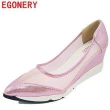 Egonery schuhe 2016 neue ankunft winter frauen spitz pumpt mode komfortable keile schuhe casual ausschnitte beleg-auf pumpen