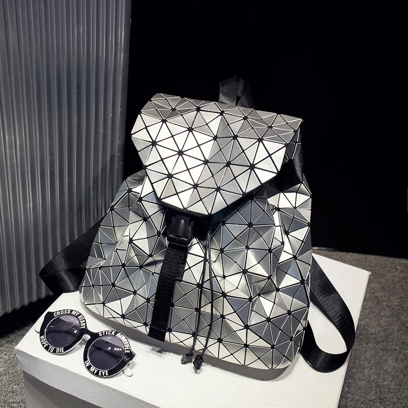 

New Women 's Bag Geometric Rhombus Shoulder Bag Fashion Casual Girls School Backpack Japan and Korean Style Travel Backpack