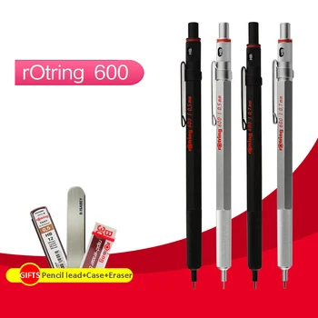 

600 0.5mm 0.7mm Knurled Grip Mechanical Pencil Black Silver Barrel for Engineering Drawing Manga Design Student Writing