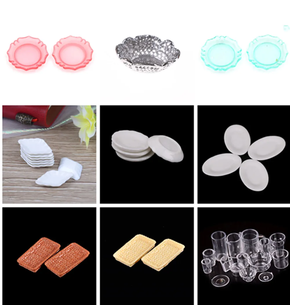 

1PCS Dollhouse Miniature Tableware Plate Dishes Set Mini Fruit Food The Goods Tableware Model Set