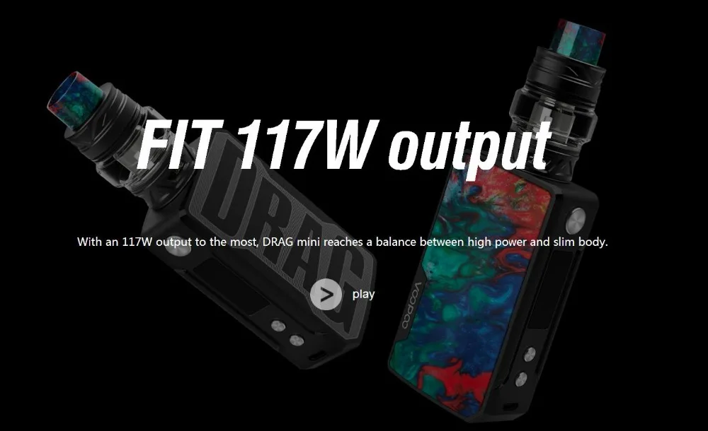 electronic cigarette Voopoo Drag Mini 117W TC Kit 4400mAh Built-in Battery With Uforce T2 SubOhm Tank U2/U3 Vape Vaporizer Kit