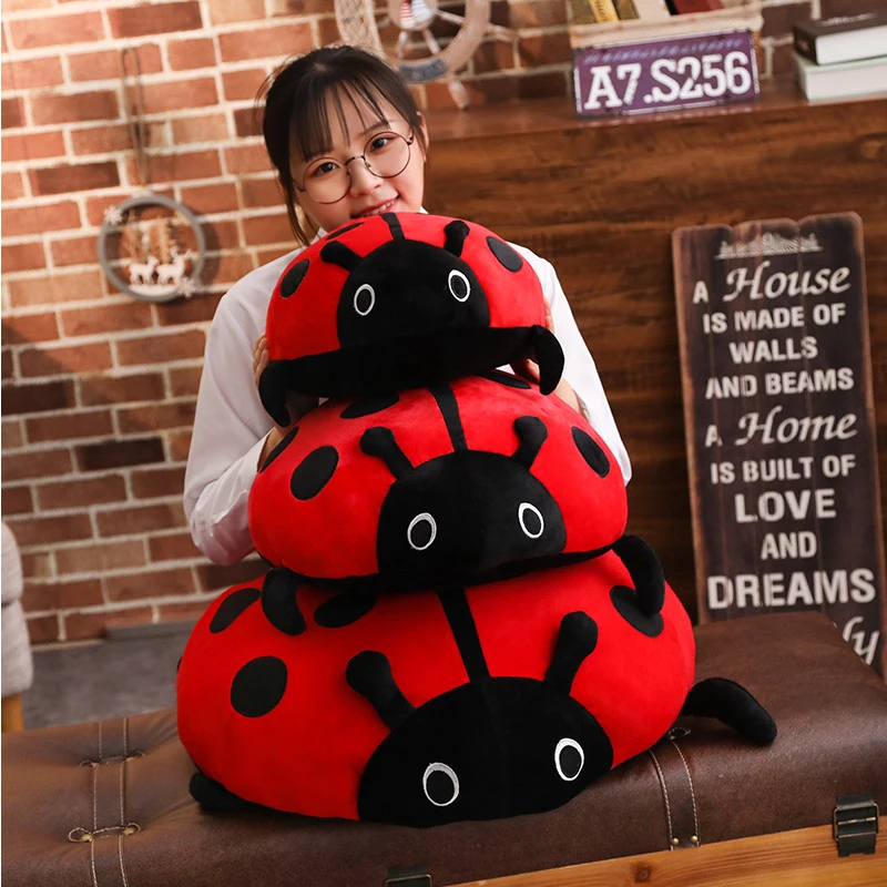 

40/60/80cm Creative Cute Cartoon Plush Toy Soft Ladybug Ladybird Insect Hold Doll Pillow Cushion Novelty Children Birthday Gift