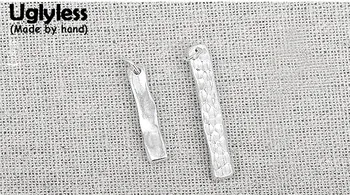 

Uglyless Real S 990 Fine Silver Strip Pendant Necklace without Chain Simple Fashion Knocking Face Lovers Jewelry Handmade Bijoux