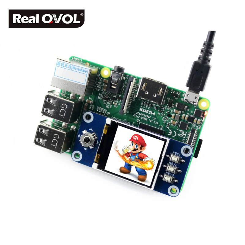 RealQvol 1,44 дюйма ЖК-дисплей дисплей HAT для Raspberry Pi, 128x128 пикселей, SPI интерфейс с Встроенный контроллер