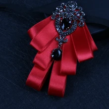 Британский Для мужчин свадебные Бизнес вечерние шелковой лентой с бантом галстук Для мужчин бабочки ручной работы Для женщин тонкий Украшенные стразами Галстуки