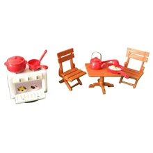 Кукольный дом кухня комната спальня Миниатюрный Мебель Комплект детский подарок игрушечные лошадки, обеденный пособия по кулинарии