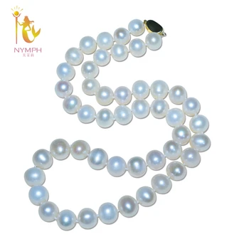 

[NYMPH] Natural Pearl Jewelry Pearl Necklace 18K Gold Natural Freshwater White Near Round 10-11mm Fine Gift For Women X258-18K