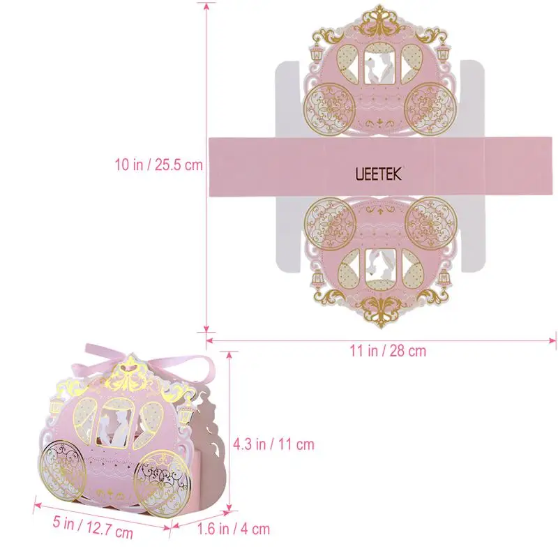 UEETEK 50 шт. карета коробки конфет сладости упаковка любимый для свадебной вечеринки