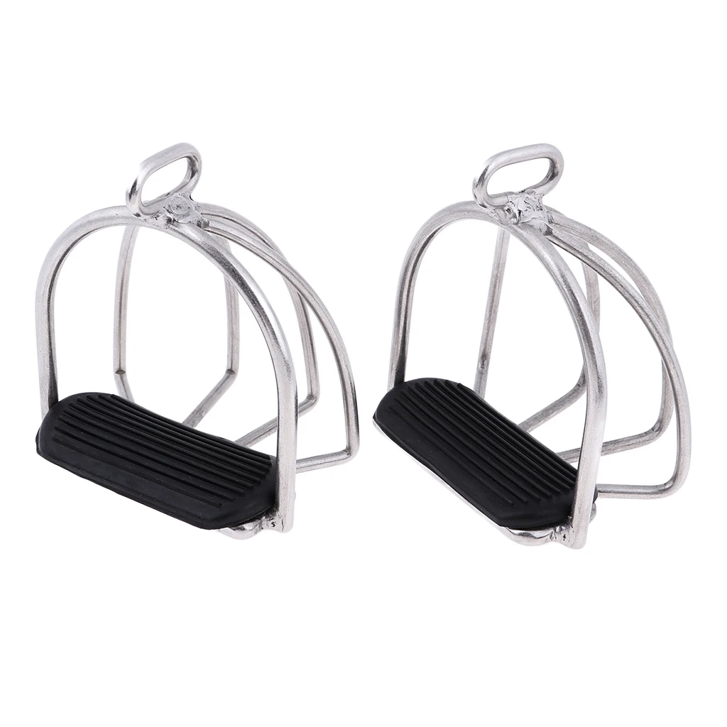 STAINLESS STEEL ENDURANCE FLEX RIDE CAGED SAFETY STIRRUPS EQUESTRIAN