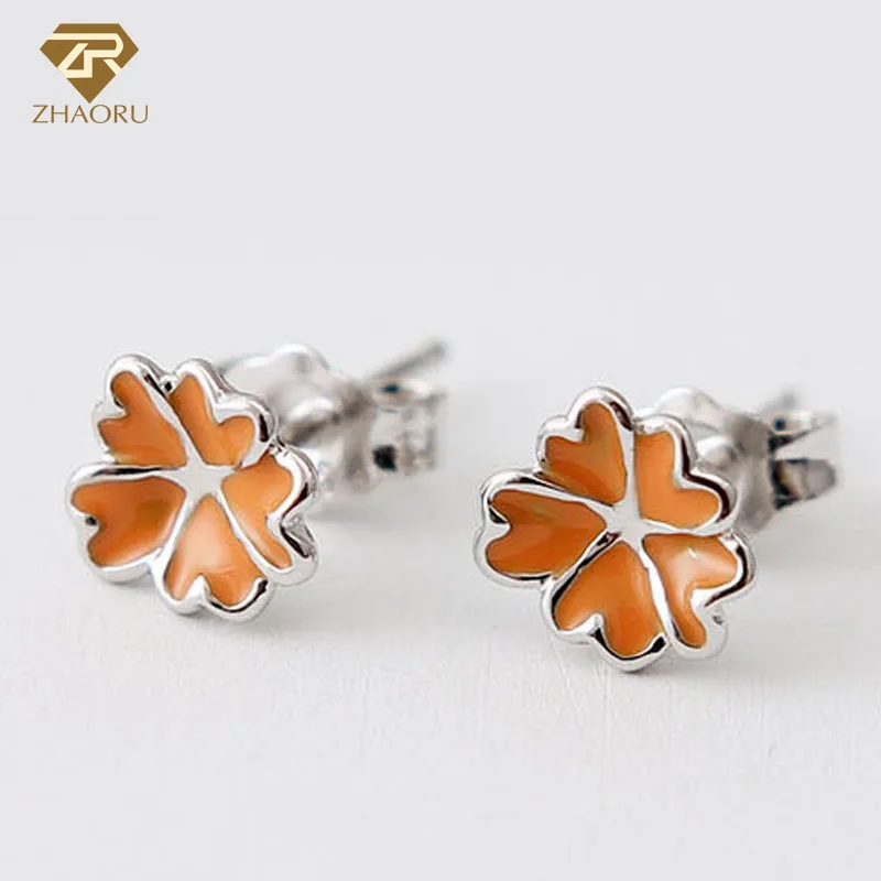 

ZHAORU 925 Sterling Sliver Earrings Silver Stud Earrings for Women Fine Jewelry Fashion Earring Flower Earring