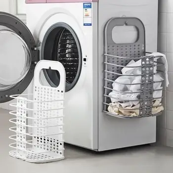 

Home Storage Organizer Plastic Square Wall mounted Foldable Storage Basket Laundry Baskets Bathroom Tool For Underwear Clothes
