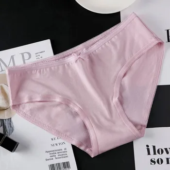 

Breathable Ladies Girl's Underpants 8 Colors Women Cotton Brief Underwear Mid-waist Panties