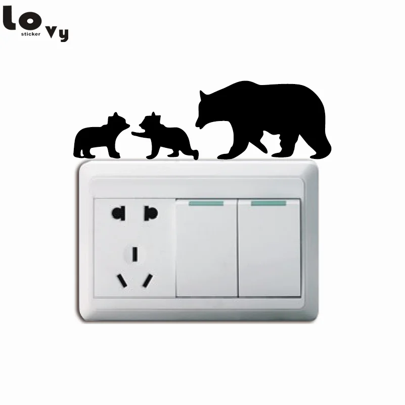 Mother Bear и Baby Bears Сменные наклейки-гризли медведь стикер на стену для детской