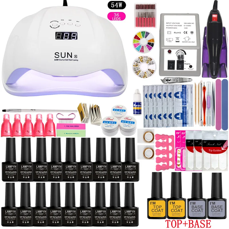 

Nail set 48W / 54W / 36W Uv Led Light Nail 12 Color Gel Nail Polish Wide UV Gel Manicure Set Electric Manicure Pen