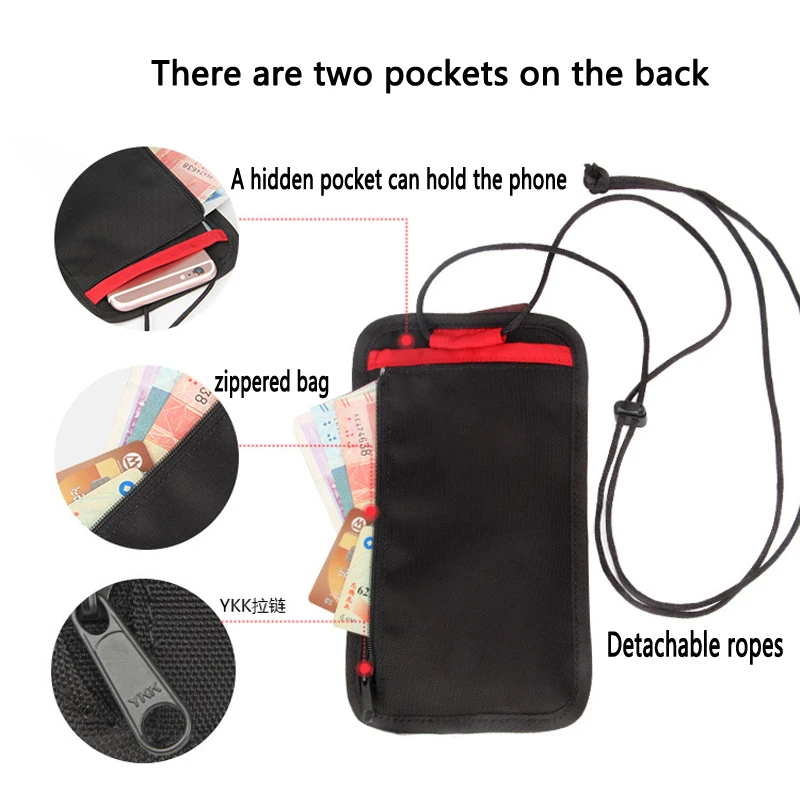 Mega Walker Brand Hanging Neck Passport Bag Men Women Travel Document Organizer ID Credit Card Holder Protective Cover Card Pack 5
