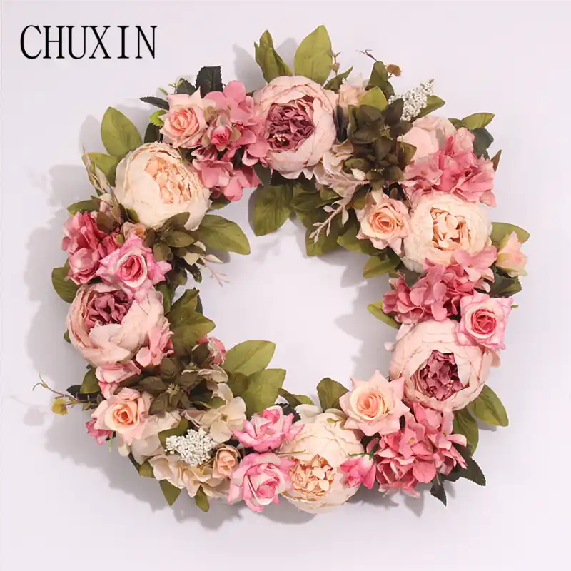 Plusieurs Styles Soie Pivoine Fleurs Artificielles Couronnes Porte Parfaite Qualite Simulation Guirlande Pour Mariage Decoration De Fete A La Maison Soie Pivoines Pivoines Artificielleartificielle Guirlande Aliexpress