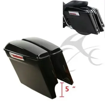 

Vivid Black 5" Stretched Hard Saddle Bags W/ Key For Harley Touring Models 2014-2020