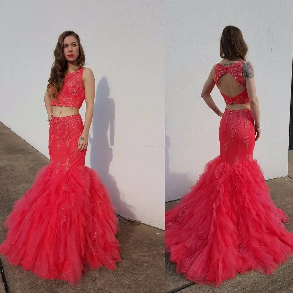 Robe-De-Soiree-Sexy-2-Pieces-Prom-Dresses-2016-Scoop-Neck-Floor-Length-Mermaid-Beading-Tulle (1)