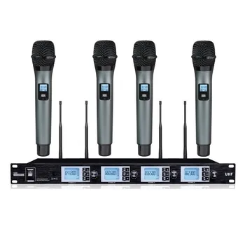 

Bolymic 4 Channel Wireless Microphones System UHF Karaoke System Cordless four handheld Mic bodypack Home party