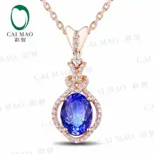 CaiMao 18KT/750 розовое золото 2,2 ct натуральный IF Синий танзанит AAA 0,22 ct полный разрез Алмазный обручение украшение-подвеска с драгоценными камнями
