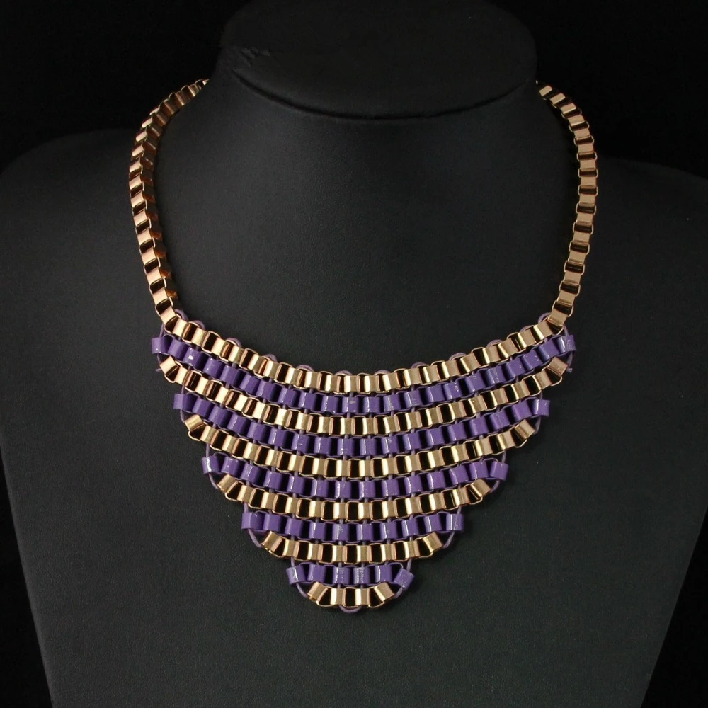 

CirGen Fashion Multi layer Triangle Colorful Painted Metal Chain Statement Choker Pendant Necklace Women Jewelry Item,AF085