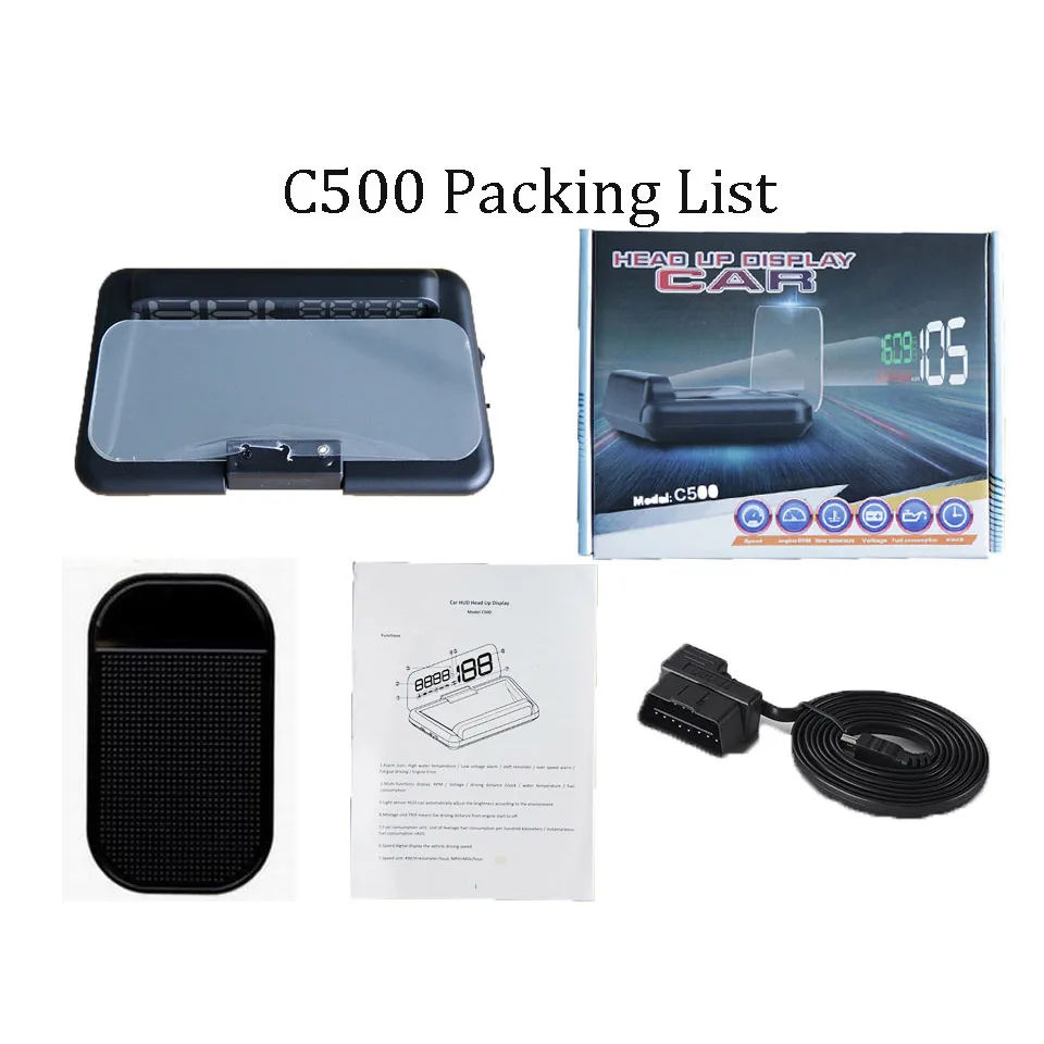 VJOYCAR C500 OBD2 защита от превышения скорости предупреждение ветровое стекло проектор