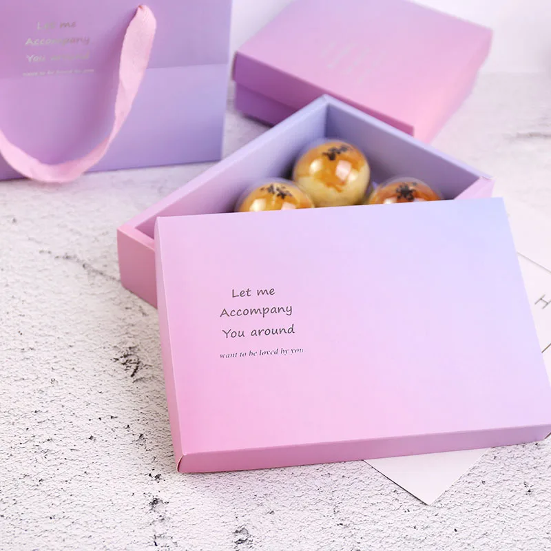 

1pc Packaging Gift Boxes Gradient Color 63g Yolk Crisp Packaging Xuemei Niang Nougat Cookie Boxes Wholesale