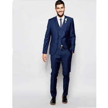 

new2019 Custom Made Men Wedding Suits 3 Piece Groom Wear Formal Party Dinner Suits Blazers Two Buttons (jacket + pants+Vest)