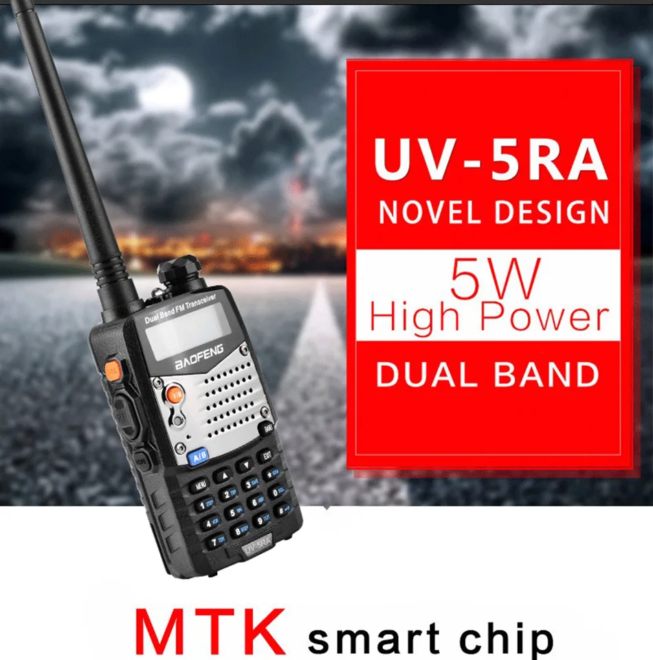 (Из 2 предметов) Baofeng UV5RA Хэм двухстороннее радио Dual-Band 136-174/400-520 MHz Baofeng UV-5RA Walkie Talkie приемопередатчик черный