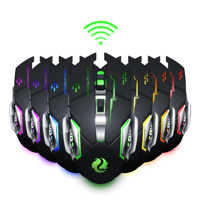 Gearwheel Беспроводная игровая мышь с подсветкой перезаряжаемая светящаяся USB 2 4 ГГц