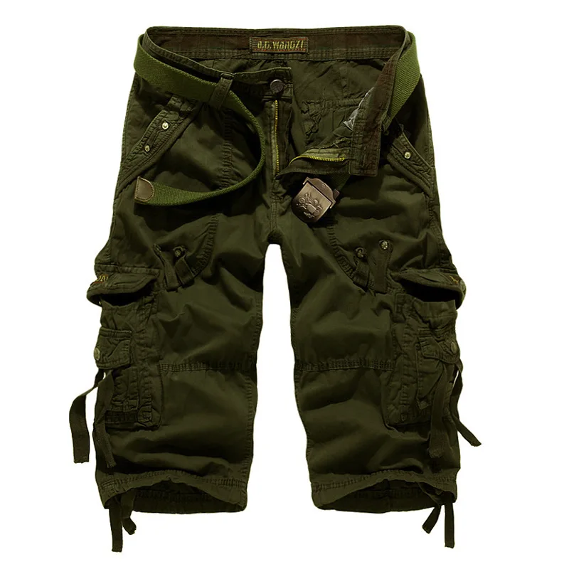 Летние мужские шорты Карго, повседневные, для тренировок, военные, армейские, мужские шорты с несколькими карманами, укороченные, Короткие штаны для мужчин
