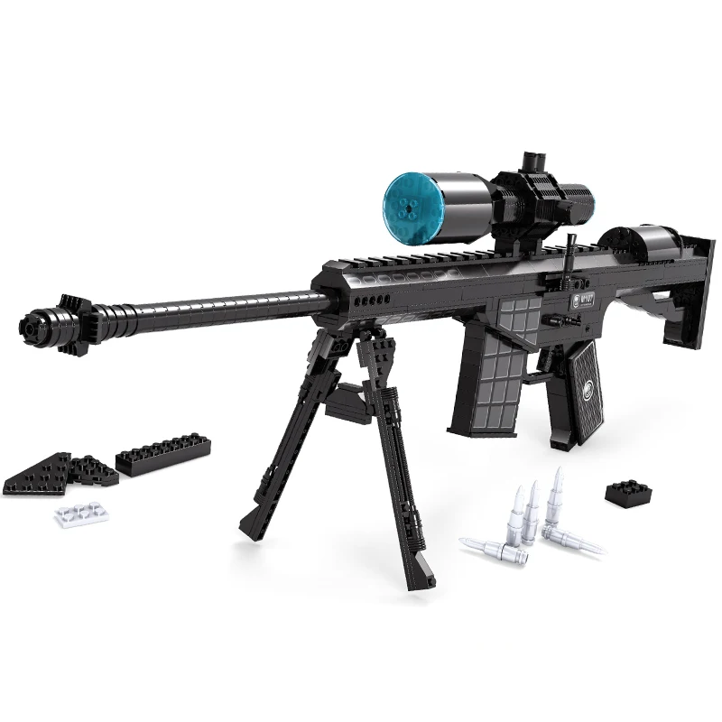 

New Release 527pcs M107 Sniper Assault Rifle GUN Weapon Arms Model 1:1 3D DIY Building Blocks Bricks Children Kids Toys Gifts