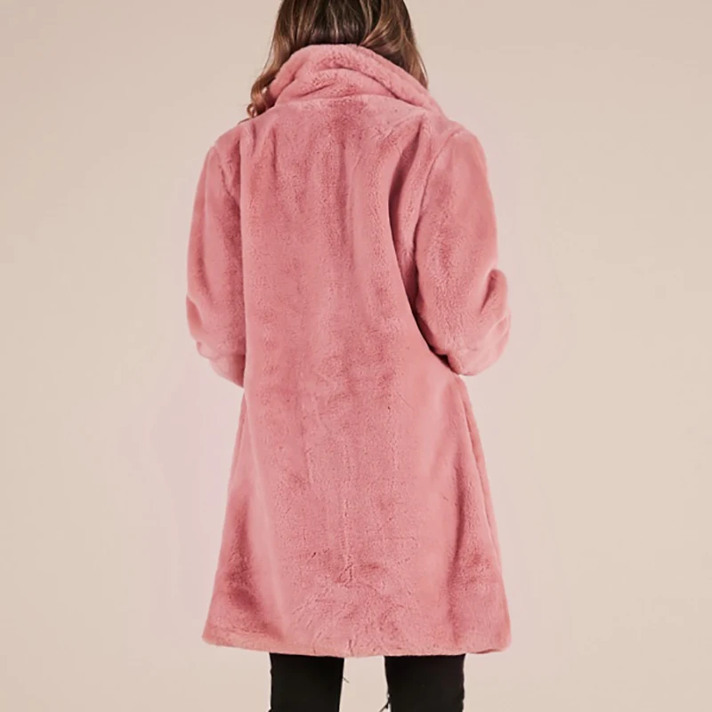 Пальто из искусственного кроличьего меха, зимнее длинное Норковое меховое пальто, женское Свободное пальто, роскошное утепленное женское плюшевое пальто большого размера