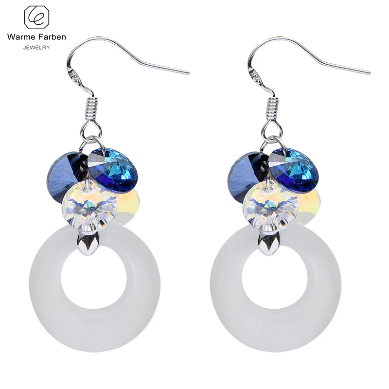 

Warme Farben 925 Sterling Silver Drop Earrings Austria Crystal from Swarovski Earring Circle HipHop Rock Earrings Party Jewelry