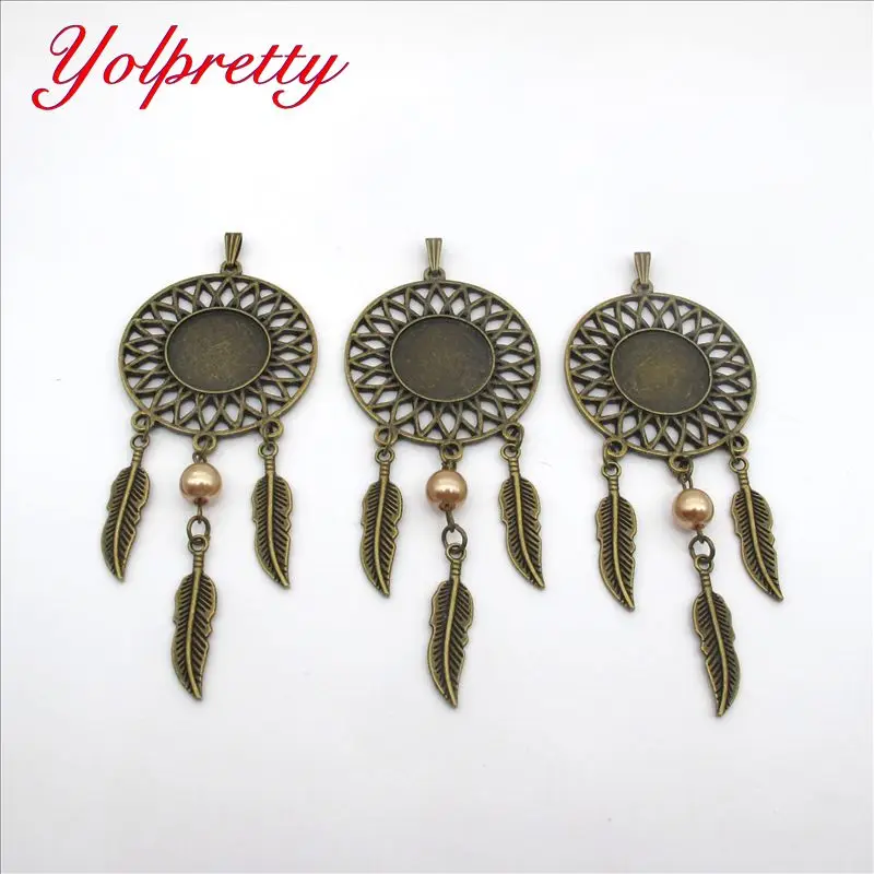 

Yolprtty Originality dropshipping 1pcs 25mm Dreamnet Leaf Necklace Hanging in Europe and America setting findings