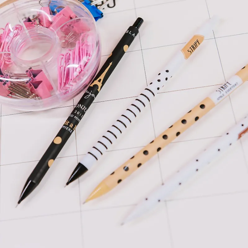 1 шт. 0,5 мм милый Kawaii пластиковый механический карандаш милые в горошек башня авторучка для детей школьные принадлежности подарок для девочек мальчиков